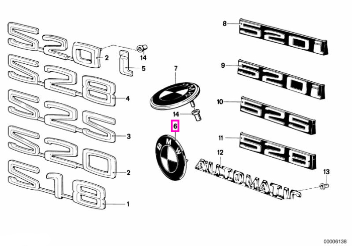 Emblema BMW, capota portbagaj - BMW 2500-3.3Li, 2.5CS-3.0CSL, Seria 5 E12