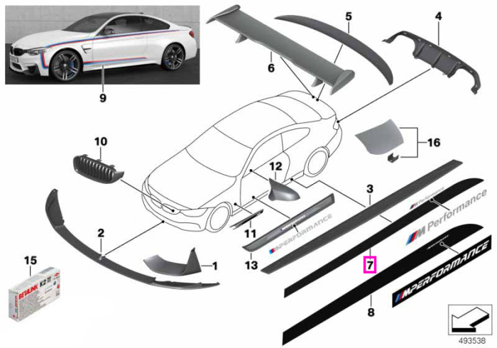 Folie prag lateral stanga/dreapta "BMW M Performance" - BMW Seria 4 F82 F83 M4