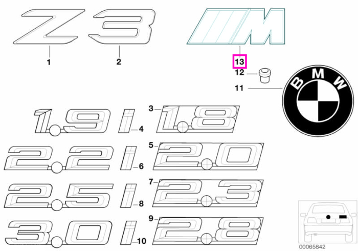 Emblema autoadeziva "M" - BMW Seria 5 E39, Z3 E36
