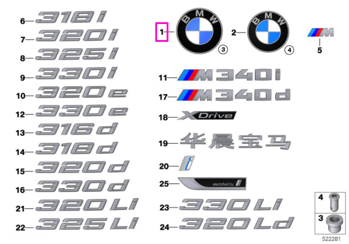 Emblema capota BMW, Ø 82mm, XEV - BMW Seria 3 G20 G21, Seria 5 G30 G31 G38 G60 G61 G68 G90 G99 M5, i3L G28, X3 G01