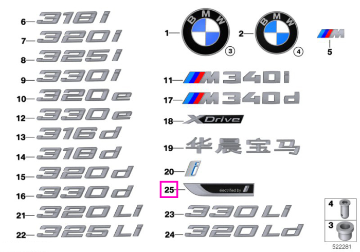 Emblema laterala "Electrified by i", dreapta - BMW Seria 3 G20 G21	
