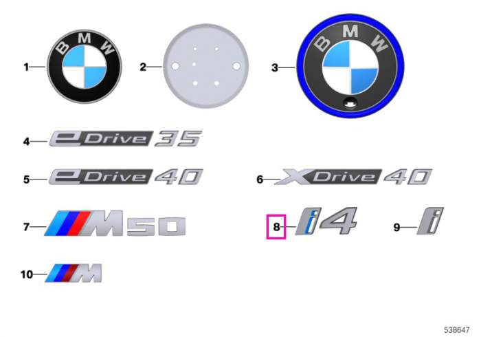 Emblema BMW i4 - BMW i4 G26 Gran Coupe