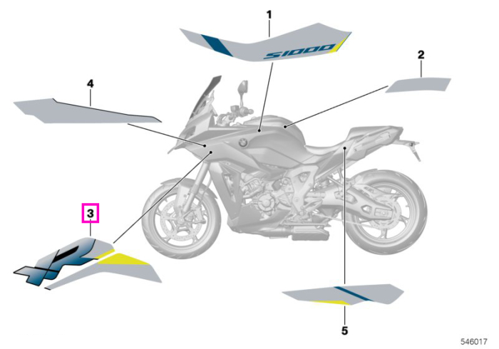 Decor panou lateral carenaj, Style Sport, stanga - BMW Motorrad K69 (S 1000 XR) - tip motor A67