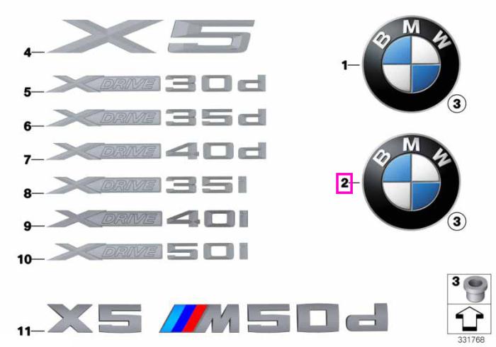 Emblema BMW, capota portbagaj - BMW X5 E70