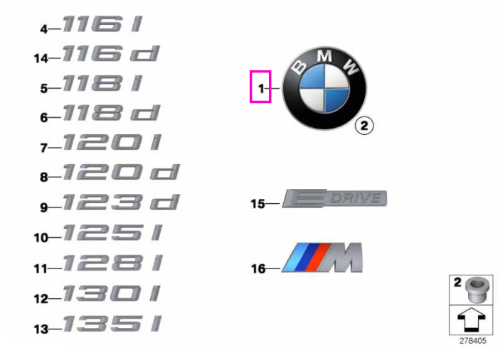Emblema BMW, D=70mm - BMW Seria 1 E82 E88        