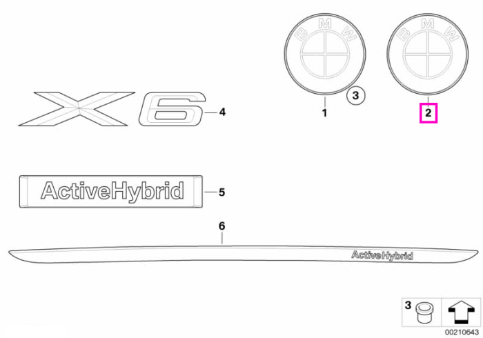 Emblema BMW, spate - BMW X6 E71 E72