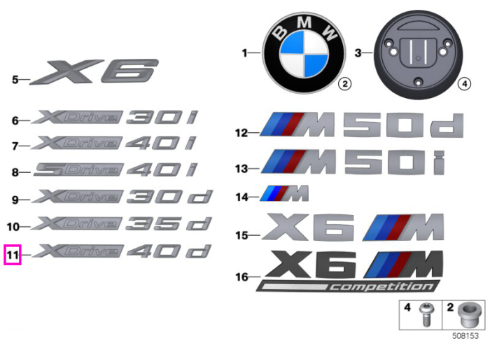 Emblema "X-Drive 40D" - BMW X6 G06