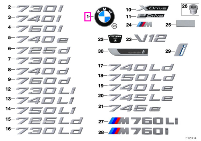 Emblema BMW, capota portbagaj, Ø 95mm - BMW Seria 2 F74 F78, Seria 7 G11 G12, X7 G07, MS BMW Motorsport