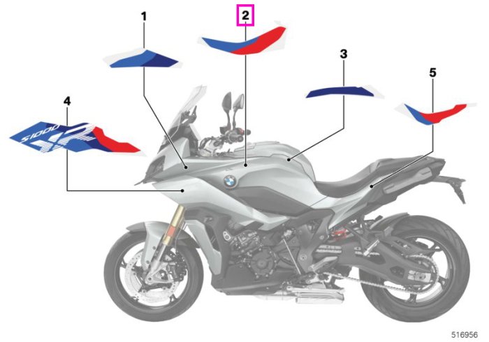 Decor capac rezervor, partea centrala, M Motorsport, dreapta - BMW Motorrad K69 (S 1000 XR) - tip motor A67