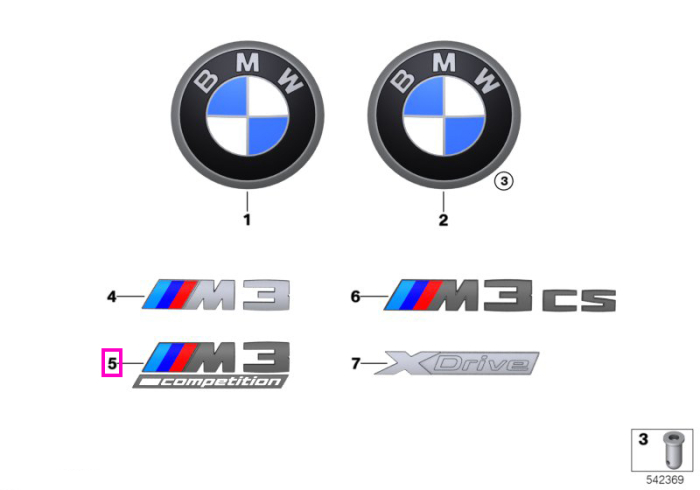 Inscriptie M3 Competition - BMW Seria 3 G80 G81 M3 - tip motor S58T