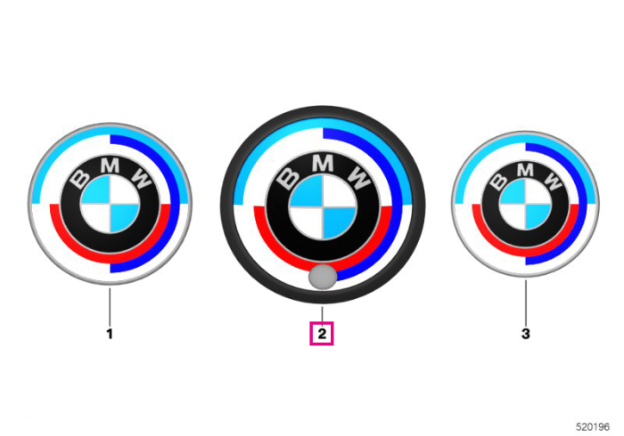 Emblema spate BMW M, Editie Aniversara 50 de ani, Ø82mm - BMW X2 F39, X4 G02 F98M