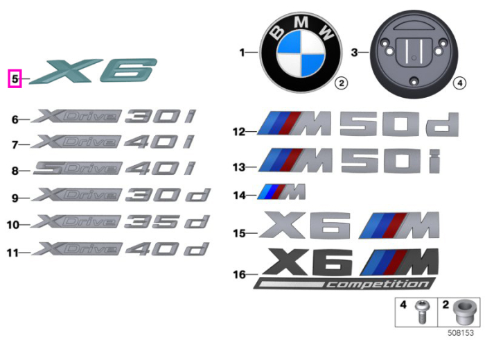 Emblema "X6" - BMW X6 G06