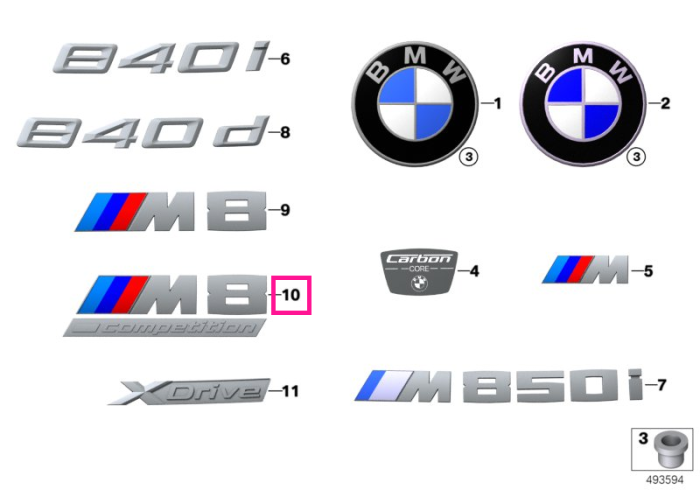 Emblema "M8 Competition" - BMW Seria 8 F91 F92 F93 M8