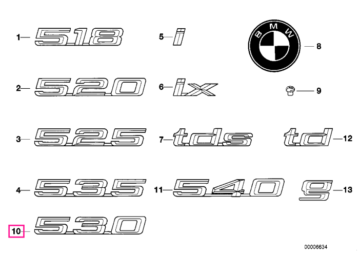 Emblema "530" - BMW Seria 5 E34 E39