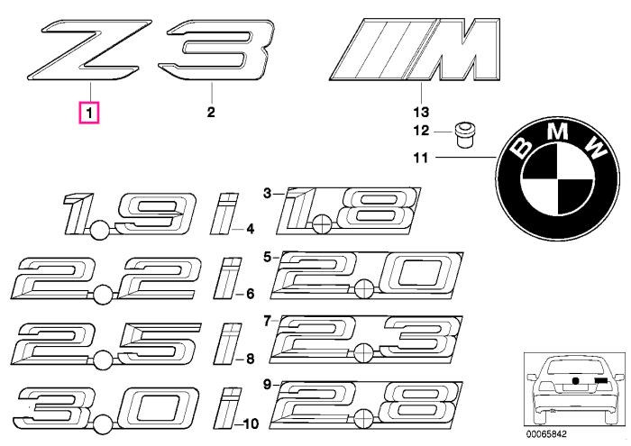 Emblema "Z" - BMW Z3 E36