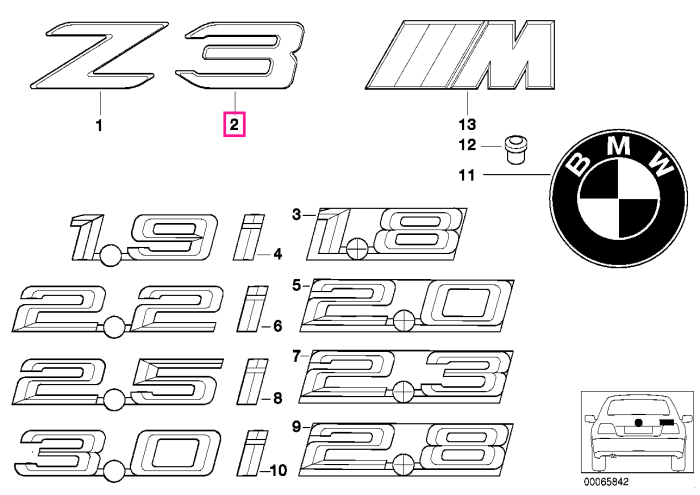 Emblema "3" - BMW Z3 E36
