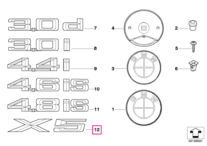 Emblema autoadeziva "X5" - BMW X5 E53 E70