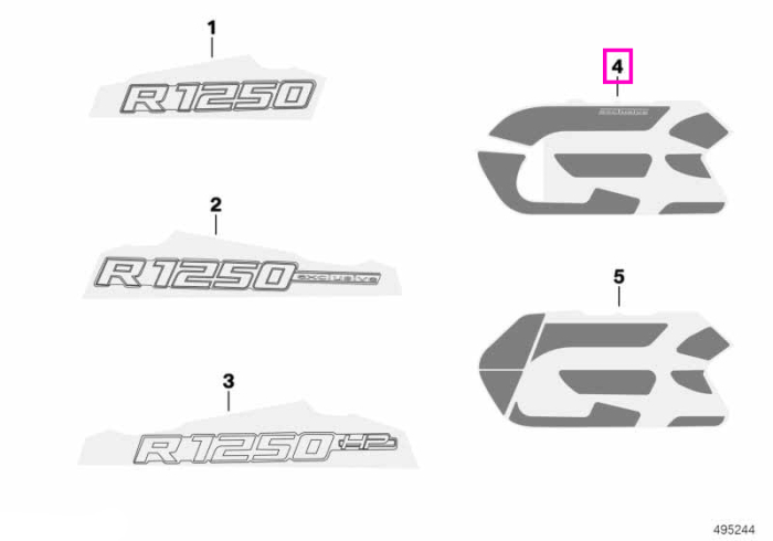 Inscriptie GS, stanga - BMW Motorrad K51 (R 1200 GS Adv., R 1250 GS Adv.) - tip motor A74