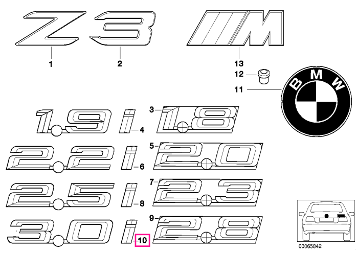 Emblema "3.0 i" - BMW Z3 E36