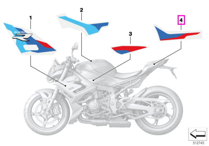 Ornament decorativ panou lateral spate dreapta - BMW Motorrad K63 (S 1000 R) - tip motor A67