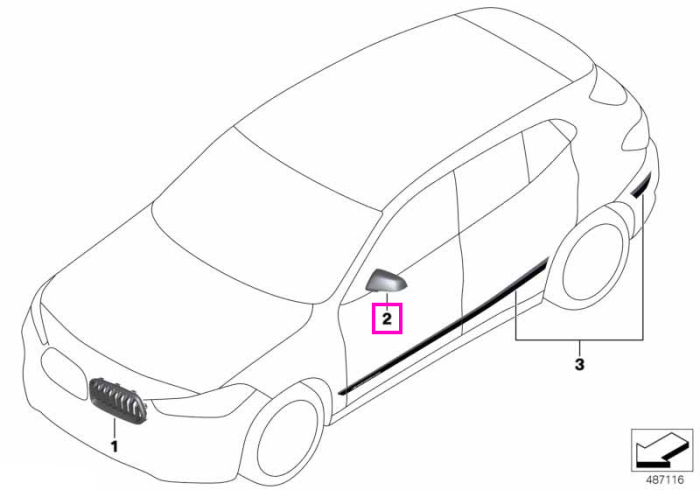 Carcasa oglinda exterioara dreapta, Carbon, "M Performance" - BMW Seria 2 F44, X2 F39, Z4 G29