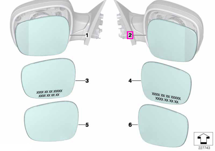  Geam oglinda laterala dreapta, unghi larg (wide‑angle) - BMW X1 E84, X3 F25	