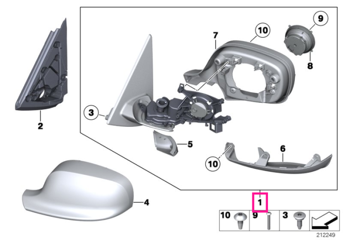 Oglinda laterala exterioara incalzita, cu memory bus, dreapta - BMW X1 E84 - RHD (volan dreapta)	