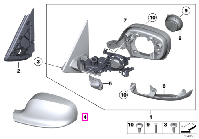Capac oglinda exterioara dreapta grunduit - BMW X1 E84, X3 E83