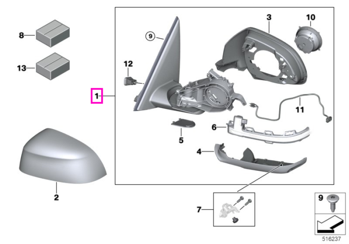 Oglinda laterala incalzita, Shadow Line, fara sticla, dreapta - BMW X4 G02