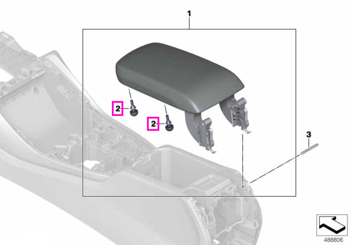 Tampon cauciuc cotiera consola centrala - BMW iX3 G08 BEV, X3 G01 G08 M F97, X4 G02 M F98