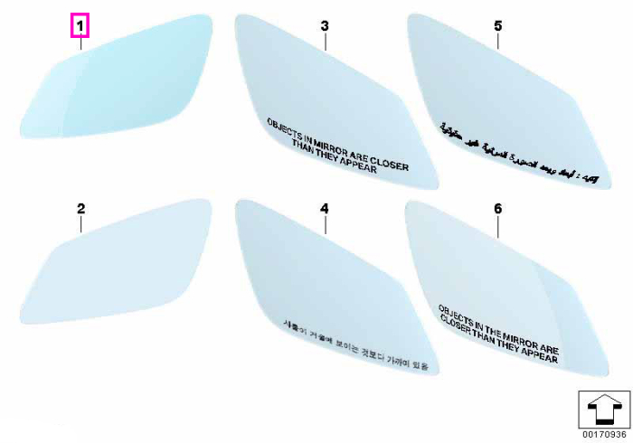 Sticla oglinda exterioara stanga, incalzita, functie anti-orbire, wide-angle - BMW Seria 5 E60 E61 F07 F10 F11 F18, Seria 6 E63 E64 F06 F12 F13, Seria 7 F01 F02