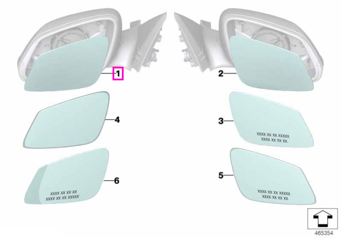Sticla oglinda exterioara stanga, incalzita, unghi larg, functie electrocroma - BMW Seria 1 F20 F21 F52, Seria 2 F22 F23 F45 F46 F87 M2, Seria 3 F30 F31 F34 F35, Seria 4 F32 F33 F36, i3 I01, X1 E84 F48 F49