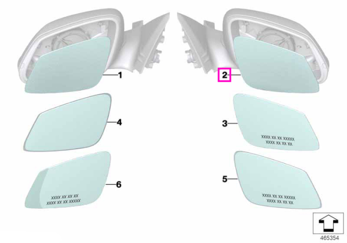 Sticla oglinda exterioara dreapta, incalzita, unghi larg, functie electrocroma - BMW Seria 1 F20 F21 F52, Seria 2 F22 F23 F45 F46 F87 M2, Seria 3 F30 F31 F34 F35, Seria 4 F32 F33 F36, i3 I01, X1 F48
