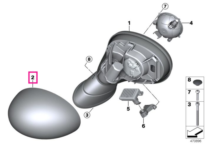 Carcasa oglinda laterala, stanga - Mini Cabrio F57, Clubman F54, Countryman F60, F55, F56