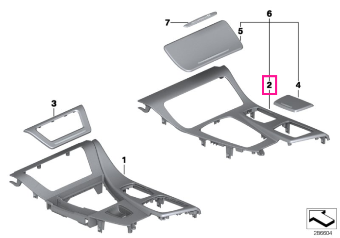 Capac ornamental consola centrala, Aluminiu (design hexagonal) - BMW Seria 5 F10 F11 F18
