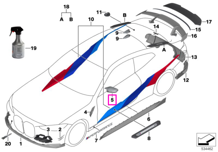 Ornament/Carcasa oglina laterala, dreapta, fibra de carbon, M Performance - BMW Seria 2 G42 G87M2, Seria 3 G20 G21 G80M3 G81M3, Seria 4 G22 G23 G26 G82M4 G83M4, i4 G26	