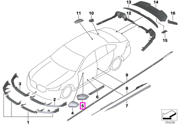 Capac oglinda laterala dreapta, M Performance, carbon - BMW Seria 5 G60 G61 G68 G90 G99 M5, Seria 7 G70, X3 G45, X3L G48