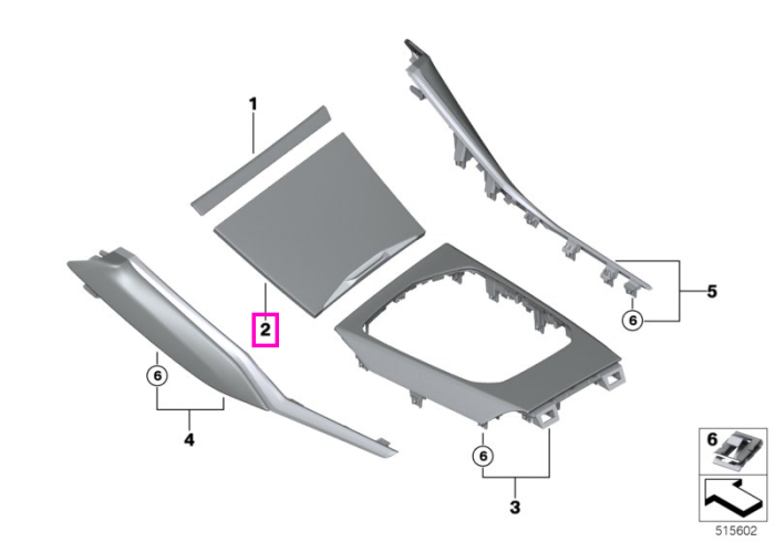Ornament suport pahar, fibra de carbon lucioasa - BMW Seria 2 G42 G87 M2, Seria 3 G20 G21 G28 G80 G81 M3, Seria 4 G22 G23 G26 G82 G83 M4, i3 G28, i4 G26