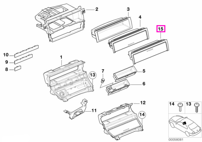 Compartiment pentru ochelari - BMW Seria 3 E46