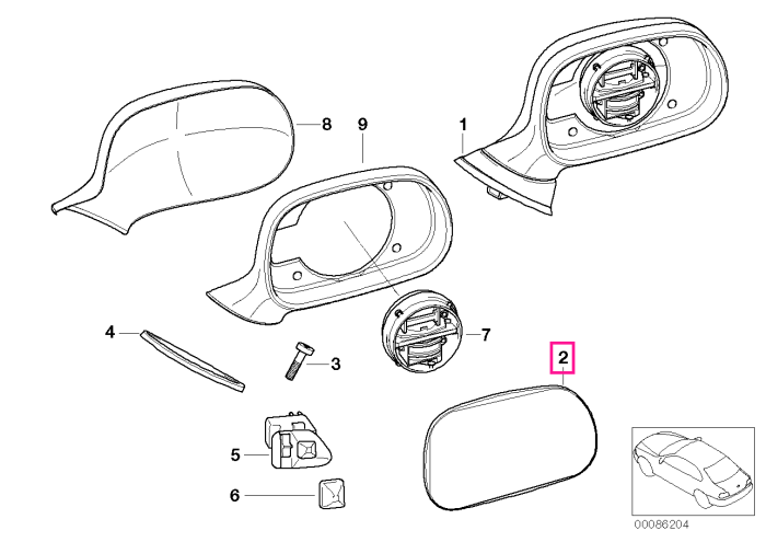 Geam drept oglinda laterala sofer - BMW Z3 E36