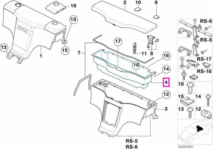 Compartiment depozitare consola centrala - BMW Seria 3 E36