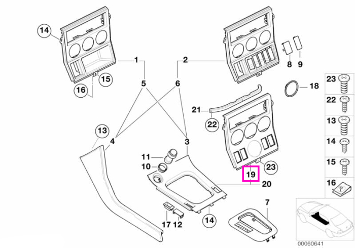 Ornament consola centrala bord, aspect/culoare Lemn (Fine Wood) - BMW Z3 E36