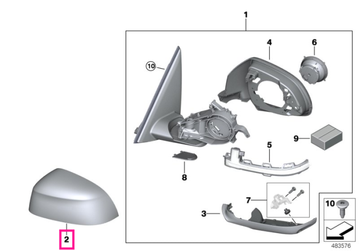 Capac oglinda laterala dreapta, primerizat - BMW iX3 G08, X3 G01 G08, X4 G02, X5 G05, X6 G06 X7 G07	