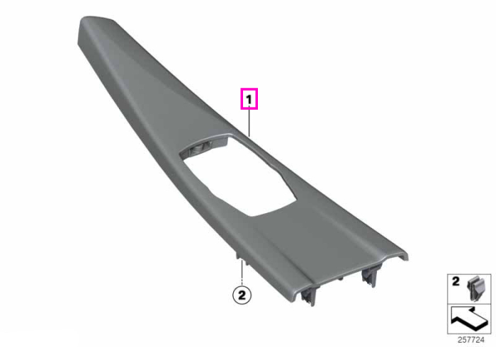 Ornament consola centrala, negru lucios - BMW Seria 3 F30 F31 F34 F35, Seria 4 F32 F36