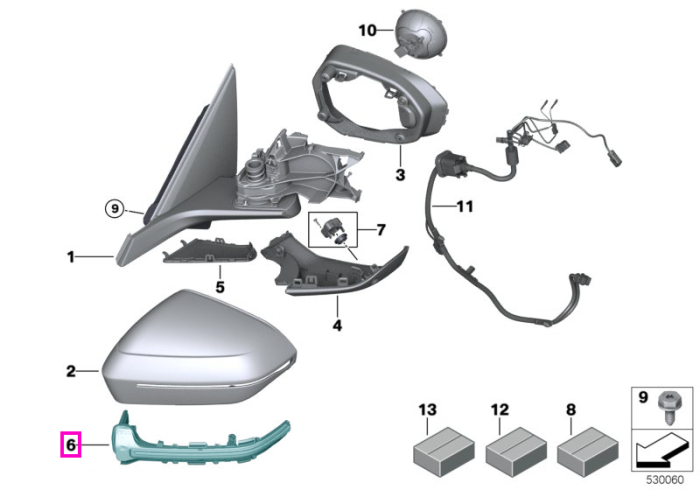 Lampa semnalizare laterala, oglinda exterioara, stanga - BMW Seria 5 G60 G61 G90 G99 M5, Seria 7 G70, X3 G45