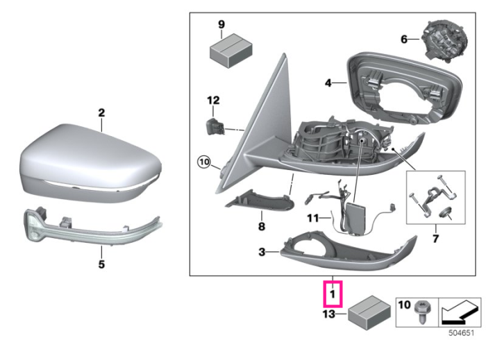 Oglinda exterioara, laterala dreapta, incalzita, Shadow Line - BMW Seria 3 G20 G21 G28, i3L G28	