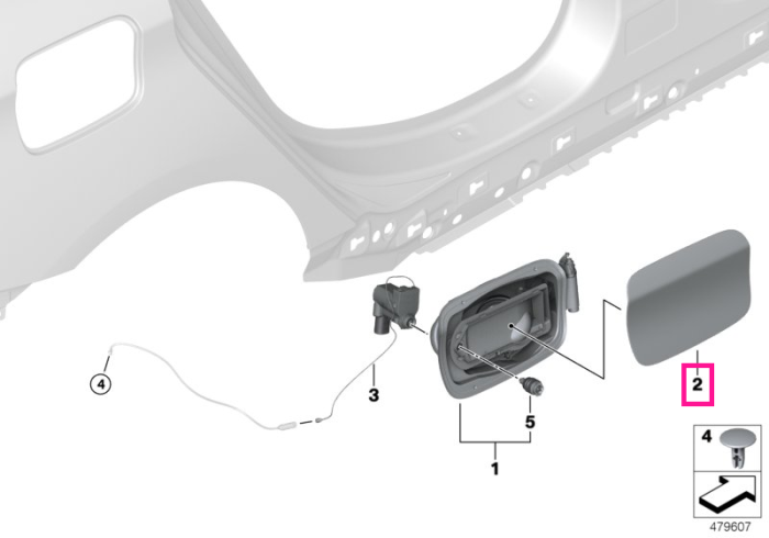 Capac acces orificiu alimentare carburant, primerizat - BMW Seria 2 F45