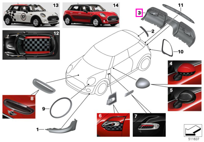 Kit "JCW Pro", componente aerodinamice spate (PDC, F56) - Mini Cabrio F57, F56