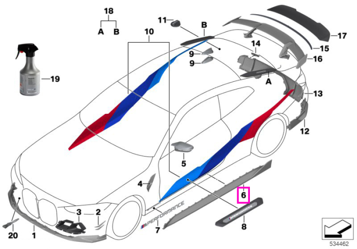 Ornament prag dreapta carbon "BMW M Performance" - BMW Seria 3 G80M3 G81M3	