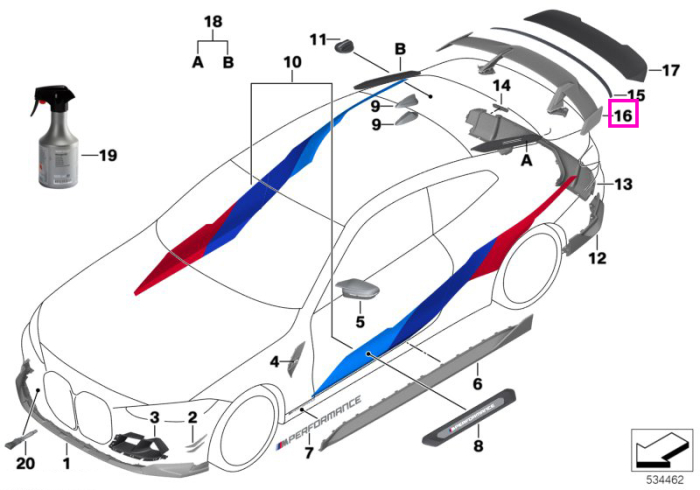 Spoiler spate, Carbon, free-flow "BMW M Performance" - BMW Seria 3 G20 G80M3, Seria 4 G22 G82M4 